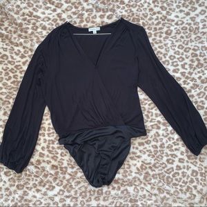 Long Sleeve Plunge-Neck Bodysuit